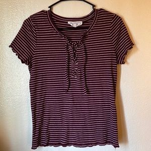 5/$25 Ribbed Knit Lace Up Top
